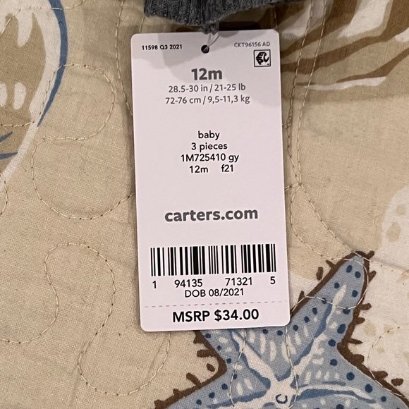 12 Month Baby Carter’s 3- Piece Set - Picture 2 of 2